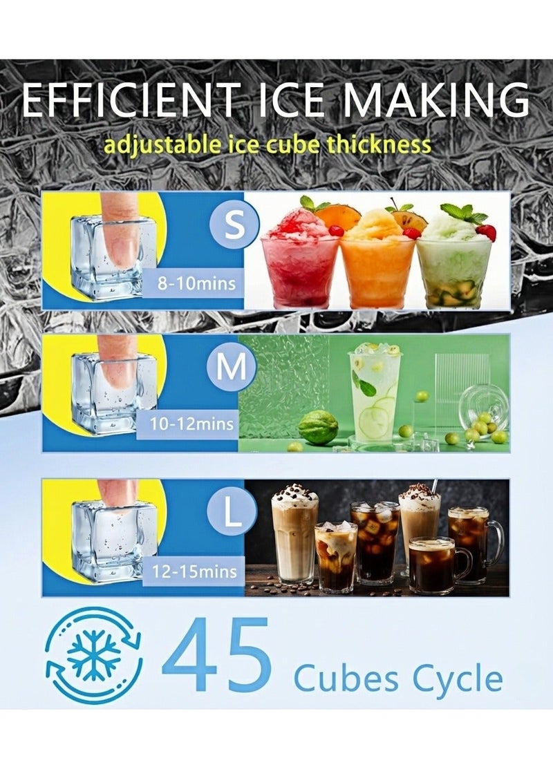 ET-LIFE Commercial Ice Maker Machine, 100lbs/24H and 45pcs Stainless Steel Freestanding Ice Machine, Tap Water & Top Loading Under Counter ice Maker, Self-Cleaning for Office Restaurant - Image 3